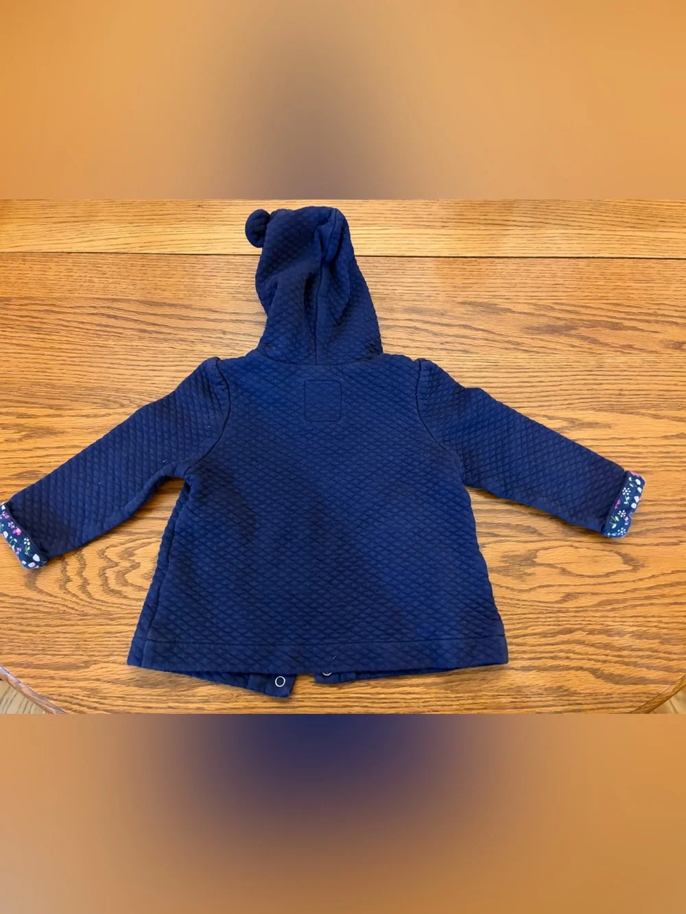 Gymboree Toddler Navy Quilted Hooded Jacket with Floral Lining
